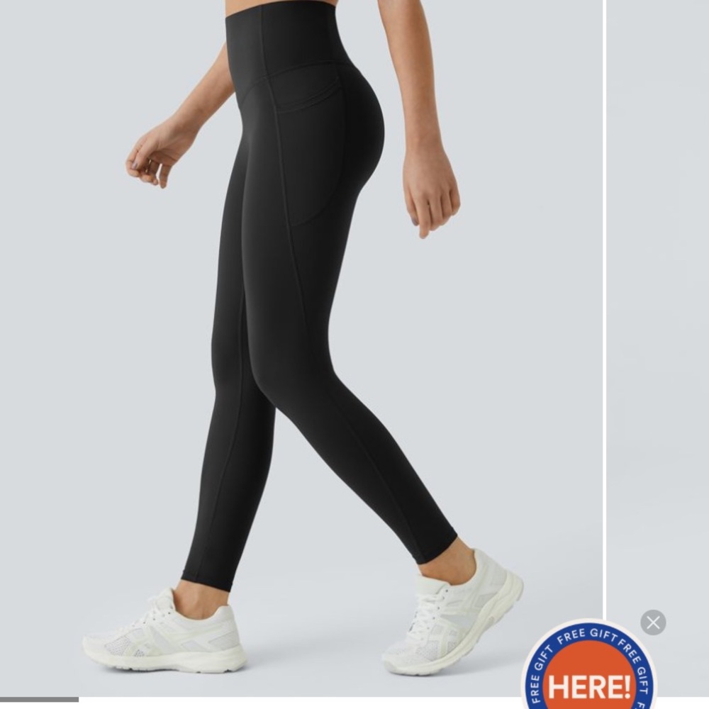 New W Tags Women's Black High-Waisted Leggings Full Length Black Medium Workout